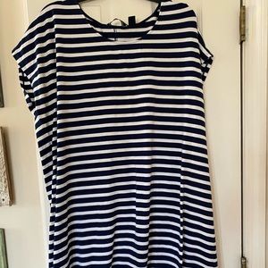 Lands End 2x Navy/white stripe dress
